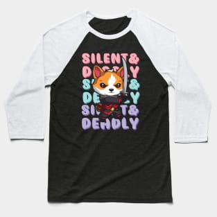 Ninja Corgi (dark) Baseball T-Shirt